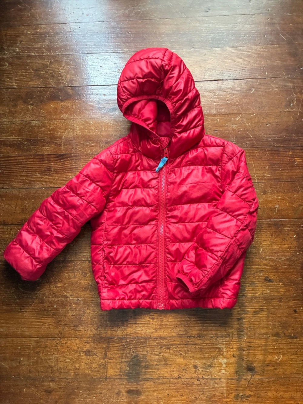 Primary Red Hooded Puffer Jacket